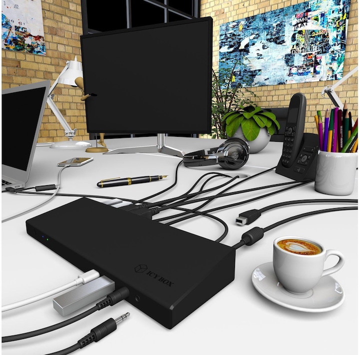 Immagine prodotto Icy Box Docking station notebook USB-C -> 3x uscita video 60H (USB-C, 14 Porti)