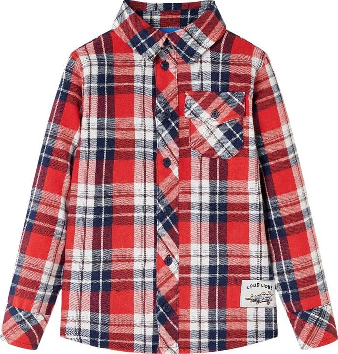 Immagine prodotto vidaXL Camicia da bambino con motivo a quadri rosso e blu navy 104,Materiale: 100 (104)