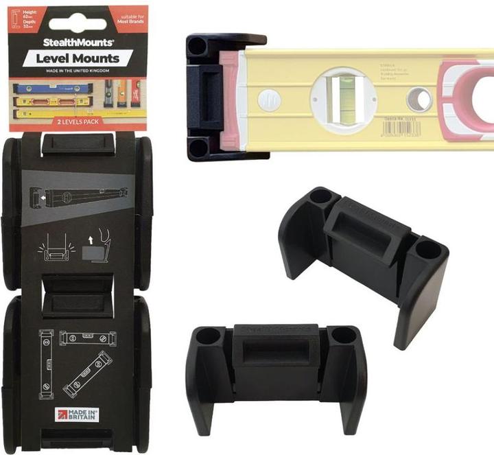 Actual product image StealthMounts OM-LM-BLK-2 Schwarze Wasserwaagenhalterung (2er-Pack)
