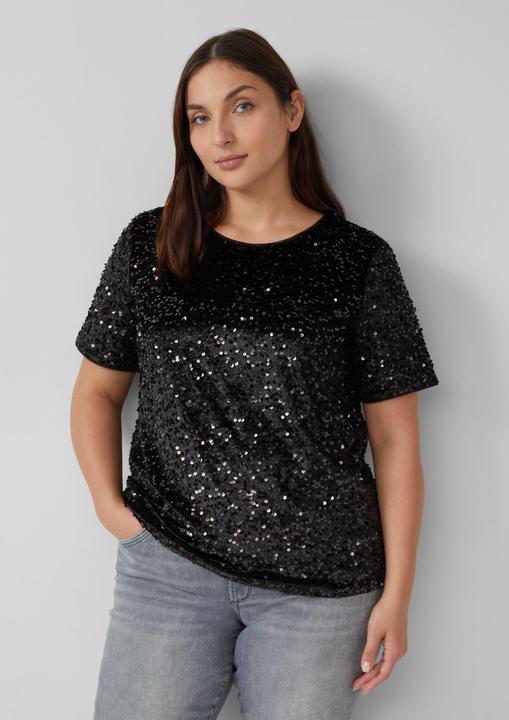 Produktbild s.Oliver T-Shirt Samtshirt mit Pailletten (48)