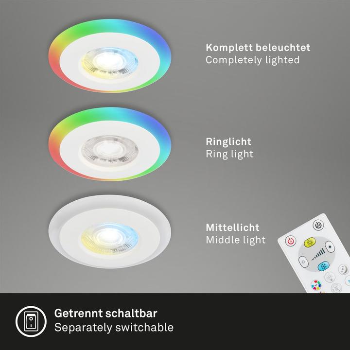 Produktbild Briloner LED Einbauleuchten-Set, mit RGB-LED, weiss, 3xLED/5W, IP44 (460 lm)