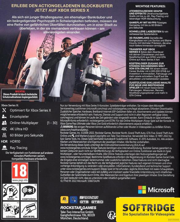 Actual product image Rockstar Grand Theft Auto V (Xbox Series X, German)