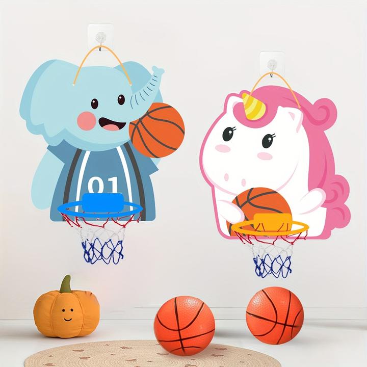 Actual product image Activity Board Mini basketball hoops with animal motifs for children: elephant, sheep, tiger designs, suitable for