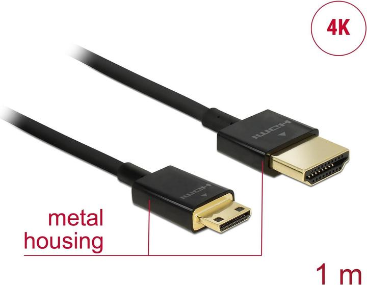 Produktbild Delock HDMI-A/HDMI Mini-C, HDMI-Kabel HDMI Typ A (Standard) HDMI Type C (Mini) (1 m)