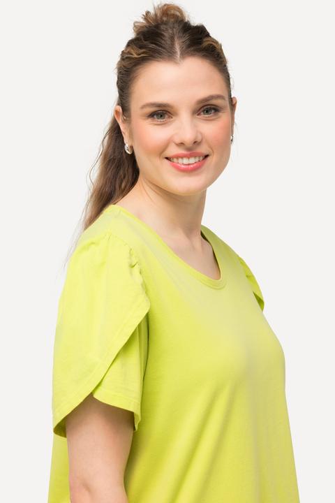 Image du produit Ulla Popken T-shirt col rond et manches courtes, teinture à froid, silhouette en A évasée (50, 52)