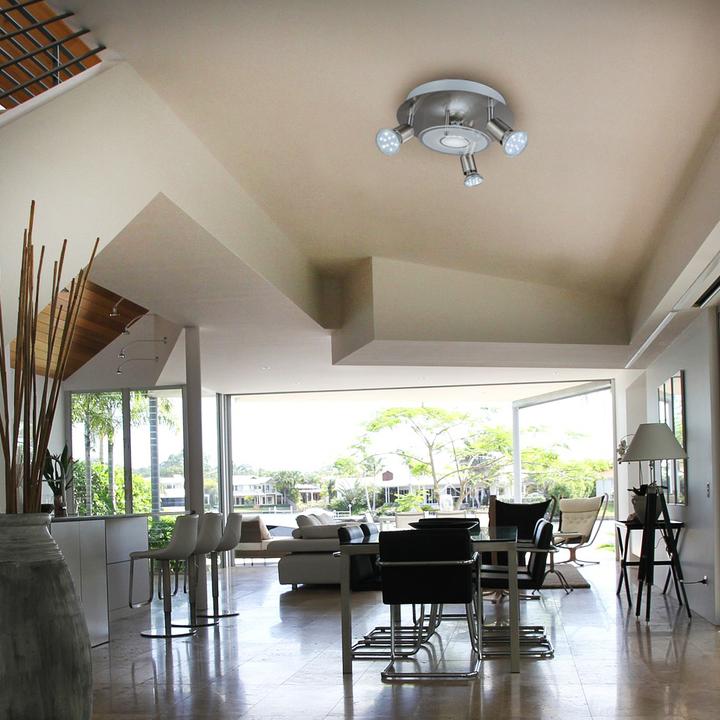 Actual product image B.K.Licht LED ceiling light, matt nickel, 4xLED/GU10/3W (250 lm, GU10)
