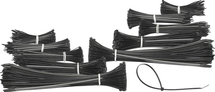 Produktbild AGT 1.000er-Set Kabelbinder in 5 Grössen zu je 200 Stück, schwarz (Kunststoffkabelbinder, 100 mm, 1 Stk.)