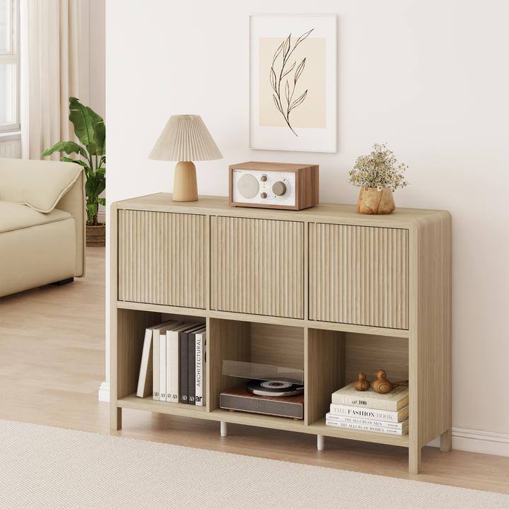 Image du produit En.Casa Sideboard Lukkodso 77x110x30 cm Eicheoptik (110 x 30 x 77 cm)