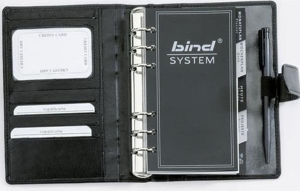 Produktbild Bind T 1 - Systemplaner A6 ohne Kalender, Nappa-Leder, schwarz (A6, Englisch, Französisch, Deutsch)