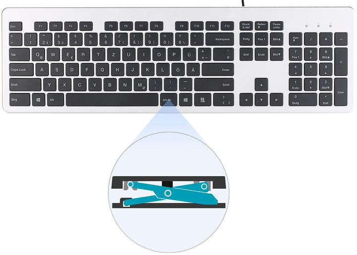 Image du produit GeneralKeys Clavier complet USB, super mince avec touches ciseaux (Allemagne, Filaire)