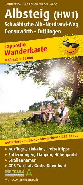 Actual product image Hiking map Albsteig (HW1), Swabian Alb-Nordrandweg, Donauwörth - Tuttlingen 1 : 35 000 35000