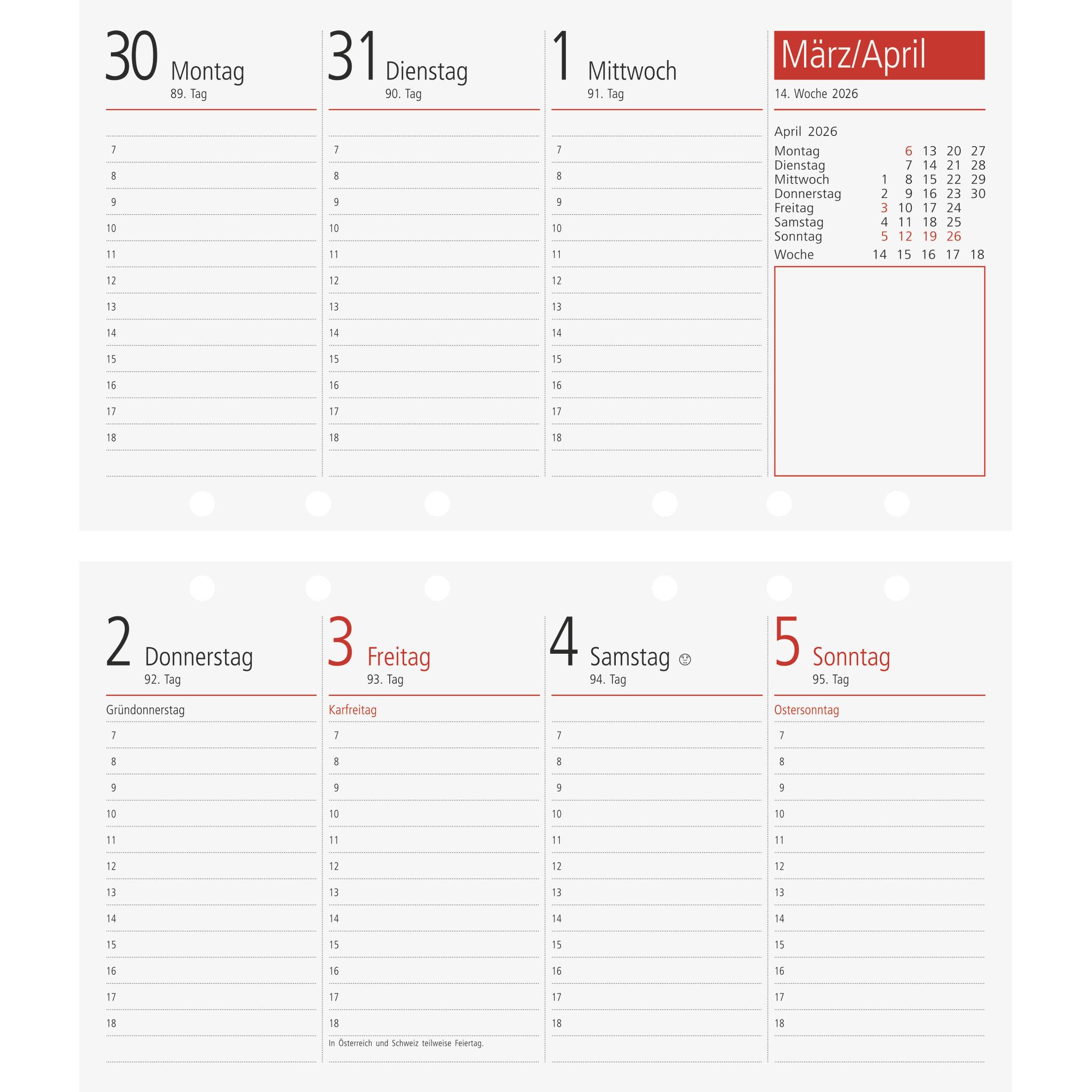 Rido Kalendereinlage Taschenkalender 2026 (Taschenkalenderformat, 1 Woche / 2 Seiten) (70-12 230 006)