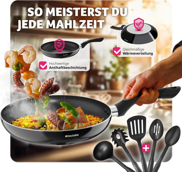 Image du produit tectake Set de pots Varese, en aluminium avec capuchons en vetro, 15 pièces (26 cm, Ensemble de casseroles et de poêles de cuisson, Aluminium)