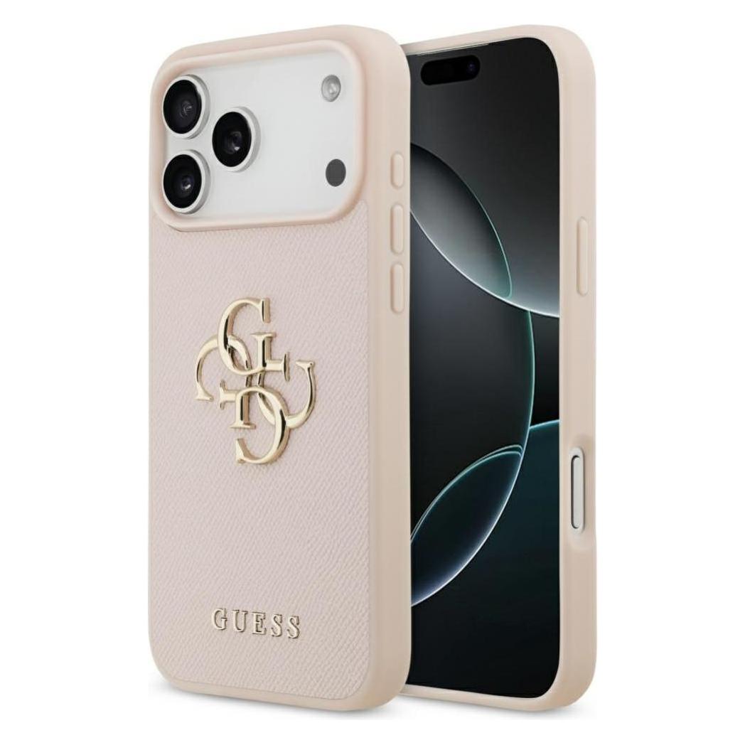 Guess - Hardcase 4G Grained Big And Classic Logo (GUHCP17XPGT4MBP) - IPhone 17 Pro Max - Pink (Apple IPhone 17 Pro Max), Smartphone Hülle, Pink