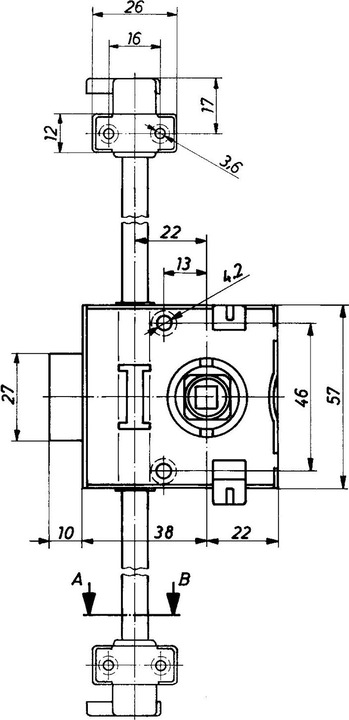 Produktbild Hekna Drehstangenschloss 3080 OBJEKT UNIVERSAL SYSTEM 24 Dornmass 38 mm, Stahl