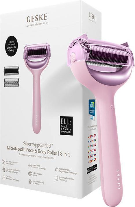 Image du produit Konjac Sponge Roller do mezoterapii igłowej twarzy i ciała 8w1 Geske z Aplikacja (różowy)