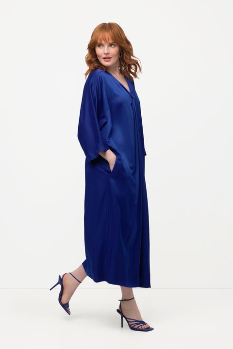 Produktbild Ulla Popken Midikleid, Satin, V-Ausschnitt, Halbarm, Taschen (42, 44)