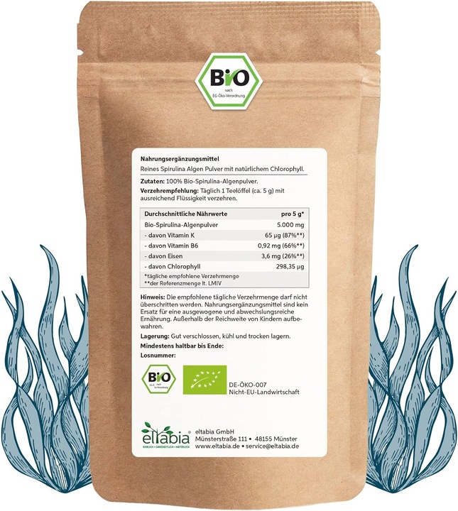 Immagine prodotto Eltabia Spirulina biologica in polvere | Qualità premium di cibo crudo (Polvere)