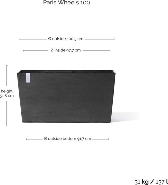 Produktbild Ecopots Paris Wheels (39.60 cm)
