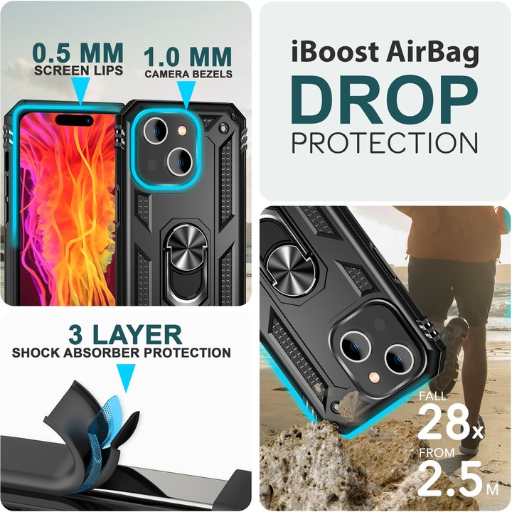 Immagine prodotto Nalia Coperchio ad anello antiurto in stile militare (Apple iPhone 15 Plus)