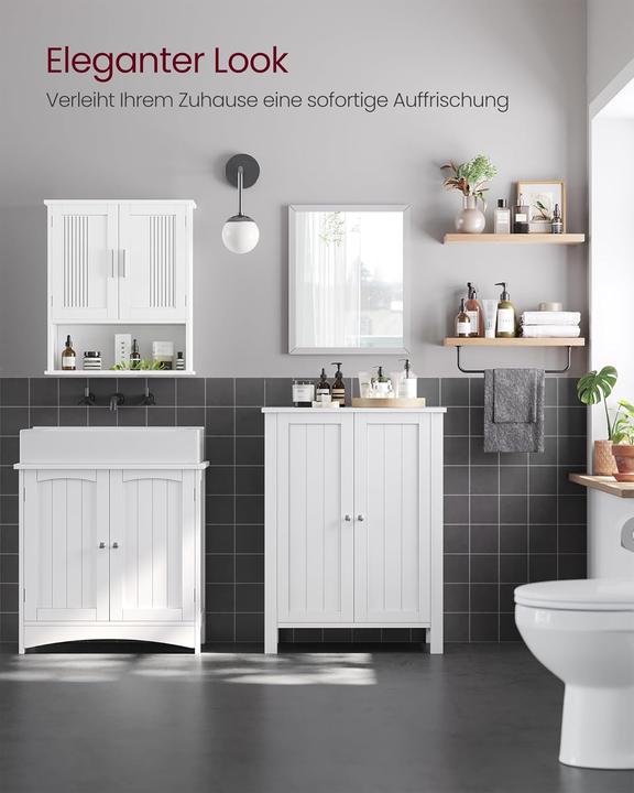 Productafbeelding Songmics Badezimmerschrank Freistehend Verstellbare Regale Weiss (60 x 30 x 80 cm)
