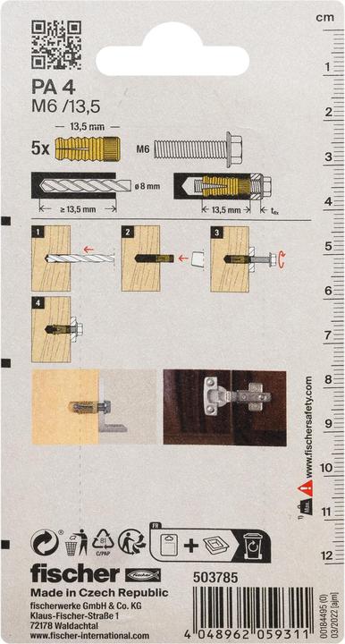 Produktbild Fischer Messingdübel PA 4 M6/13,5 K (5 Stk.)