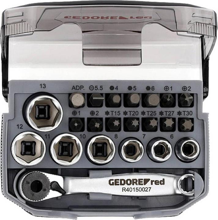 Produktbild Gedore Red red R49005023 Steckschlüssel-Satz 1/4" 6-13mm +Bits 23-teilig (10  mm, 11 mm, 12 mm, 13 mm, 6 mm, 7 mm, 8 mm, 9 mm)