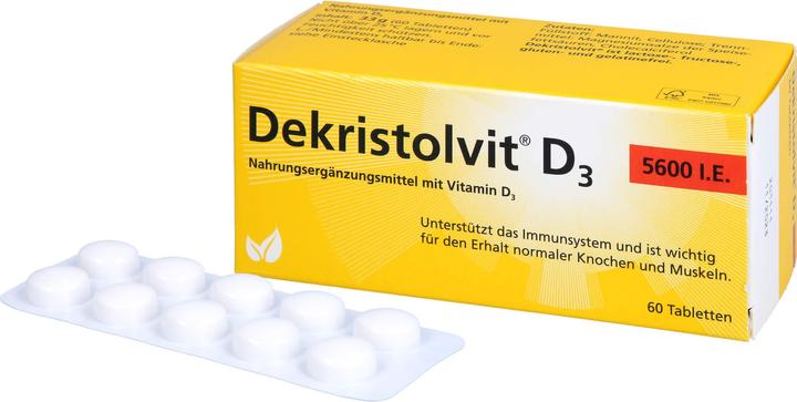 Image du produit Dekristolvit D3 5600 I.U. en comprimés, 60 comprimés (60 pièce(s), Cachets, 60 g)