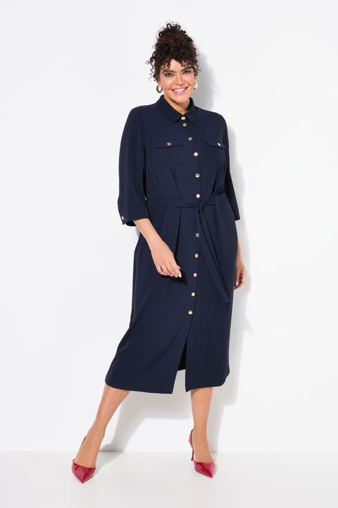 Produktbild Ulla Popken Hemdblusenkleid, Goldknöpfe, Hemdkragen, 3/4-Arm (54)