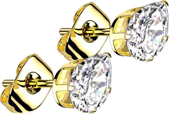 Immagine prodotto Star Piercing Orecchini a perno placcati in oro con cristallo a goccia in argento (senza ottone, Acciaio chirurgico 316L)