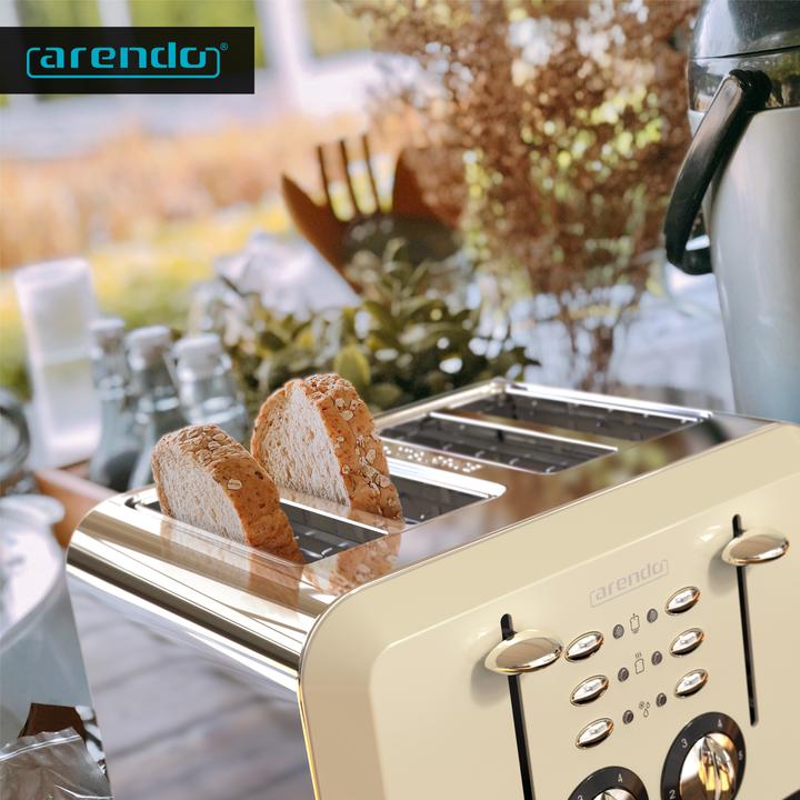 Image du produit Arendo Grille-pain en acier inoxydable 4 tranches, automatique, acier inoxydable, double paroi