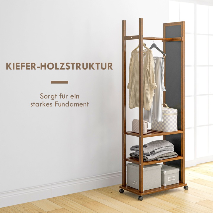 Produktbild Homcom Standspiegel mit Regal und Rollen (60 x 36 x 170 cm)