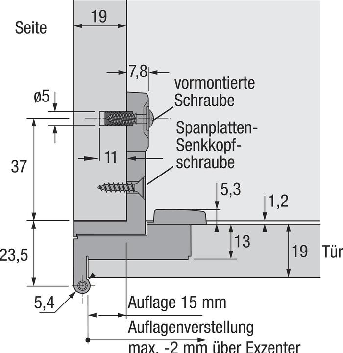 Actual product image Hettich Single-axis potting belts Selekta Pro 2000, door support 15/16 mm, corner b