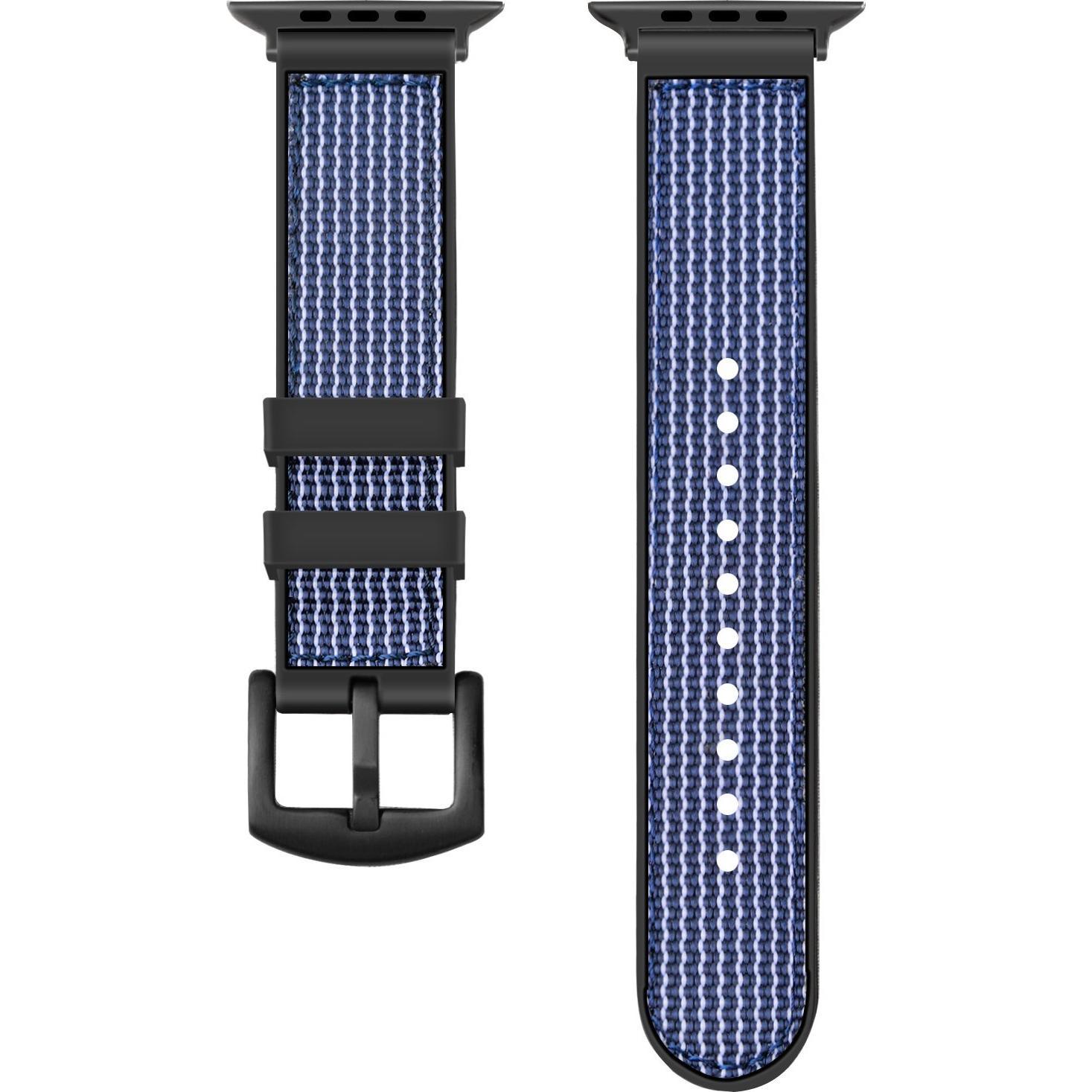 Strap-it Armband (Silikon, Nylon, Apple Watch), Uhrenarmband, Blau