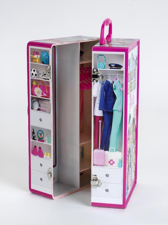 Produktbild Theo Klein Barbie Schrankkoffer Kleiderstangen und Fächern
