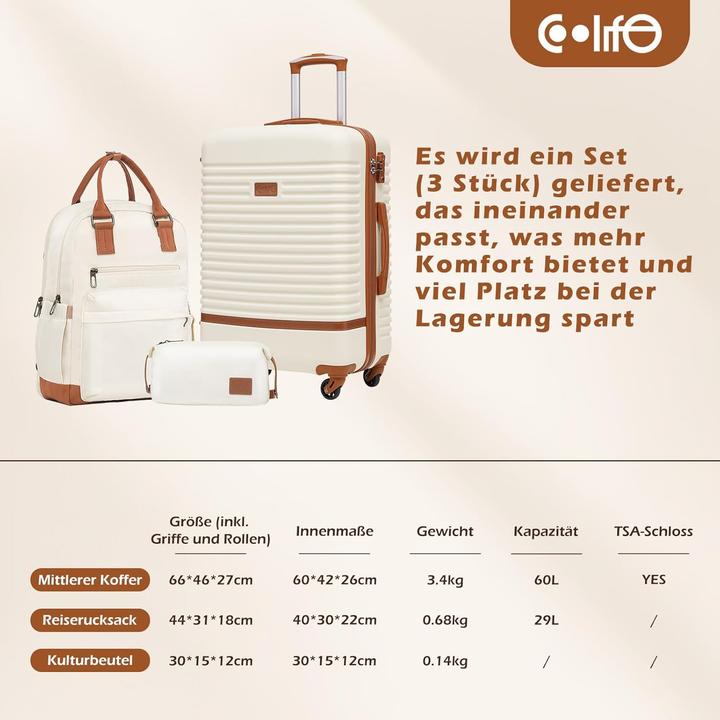 Produktbild Coolife Koffer-Trolley-Set mit TSA-Schloss (3-teilig)