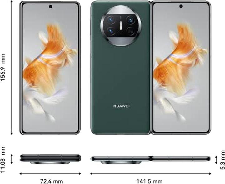 Actual product image Huawei Ultra-slim foldable smartphone with 50 MP camera, 4800 mAh battery, and fast wired/wireless charging