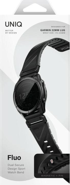 Actual product image Uniq Fluo Strap for Garmin 22mm Black (22 mm, Plastic, Silicon, Stainless steel)