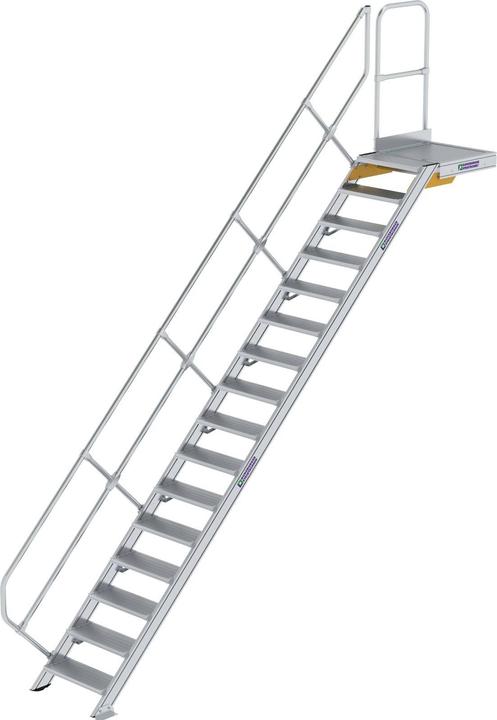 Produktbild Munk Treppe mit Plattform 45° Stufenbreite 600 mm 16 Stufen Aluminium geriffelt (Gerüst, 60 cm)