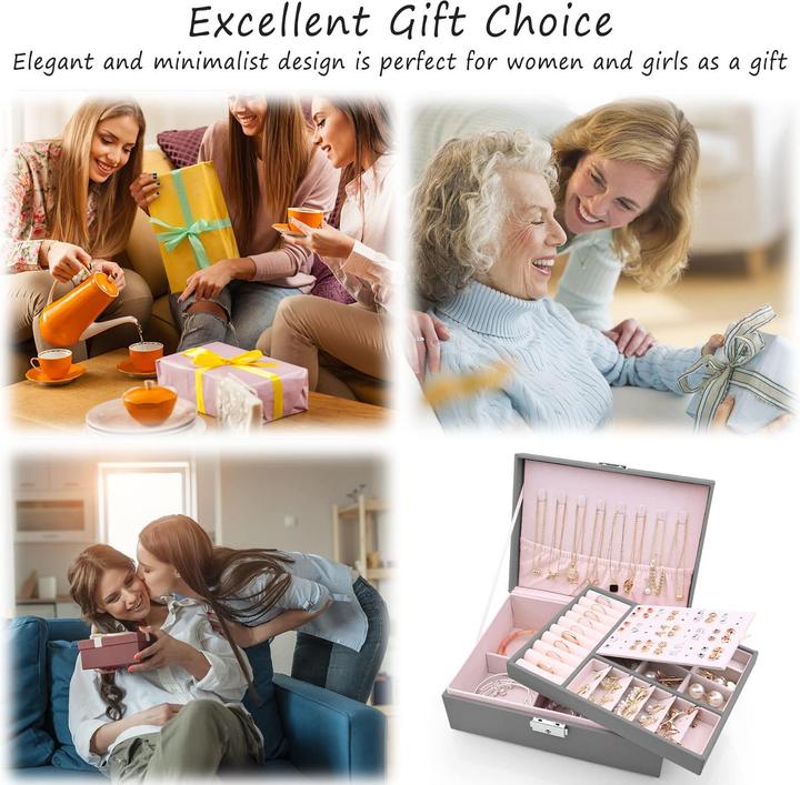 Produktbild Only-Bags.Store Schmuckkästchen 2 Schichten Pu-Leder-Schmuck Aufbewahrung Portable abschliessbare