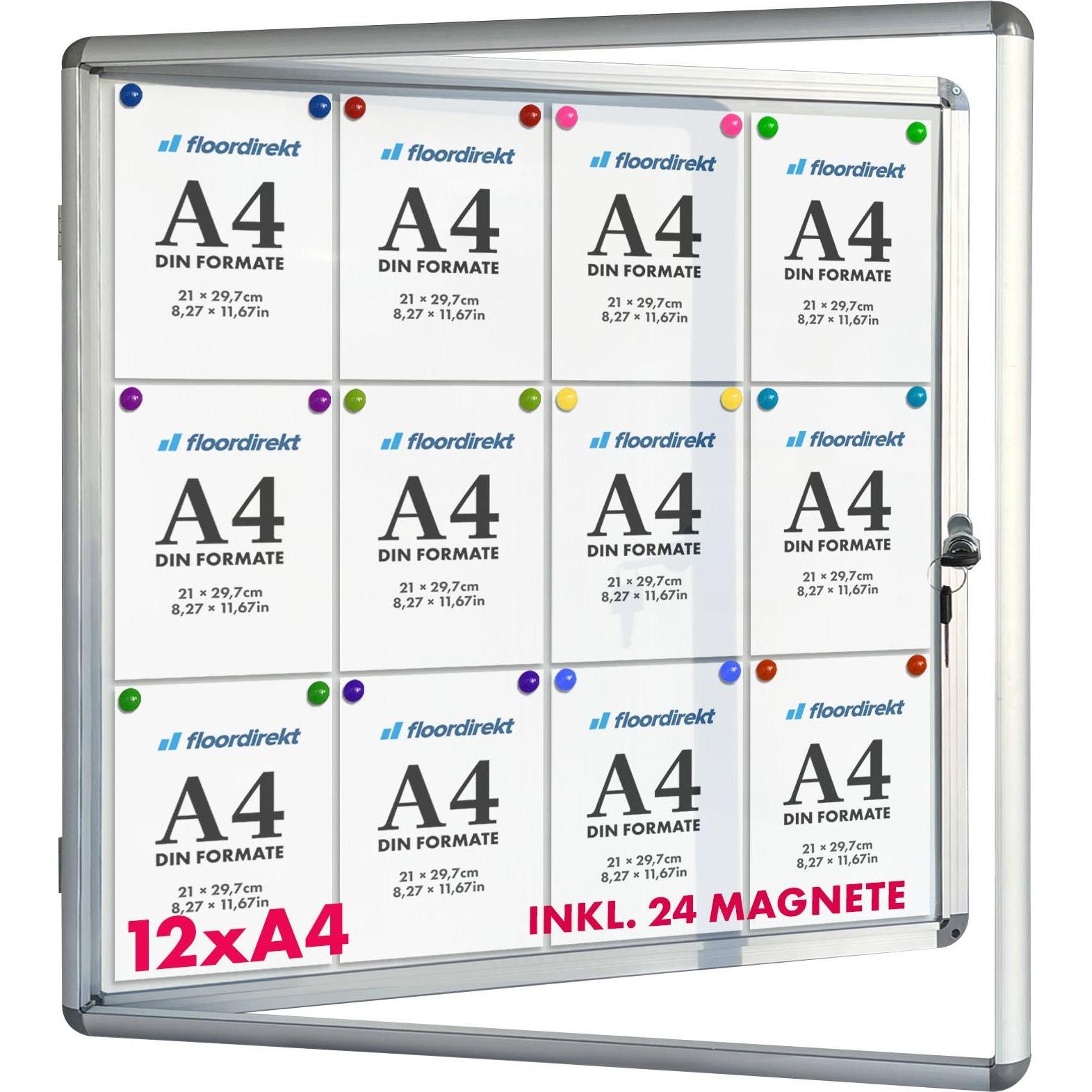 Master of Boards, Informationsschild, Schaukasten PremiumMaster of Boards, AcrylglasTür, Für 12 x A4