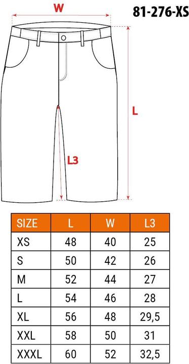 Voedingswaarden en ingrediënten Neo PREMIUM korte broek 62% katoen 35% polyester 3% elastaan Maat XS (XS)