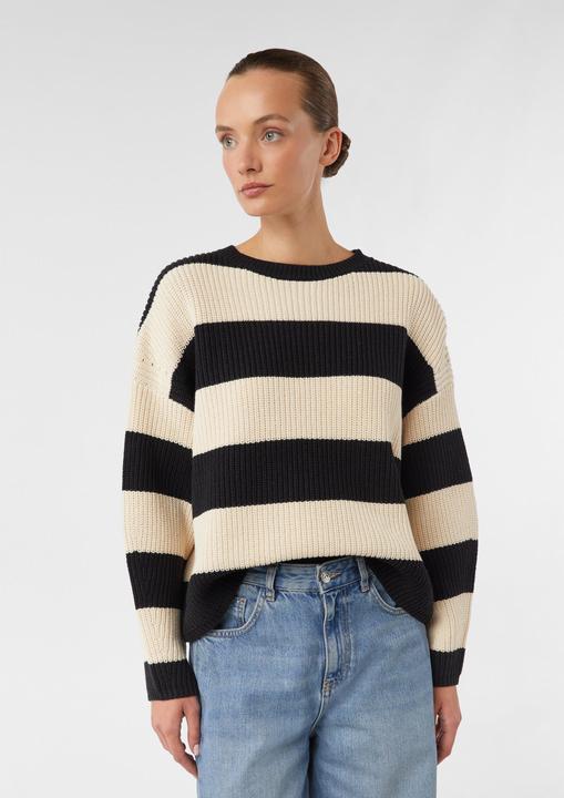 Produktbild Comma Strickpullover Ringelpullover aus Grobstrick mit dezenten Pailletten (XL)