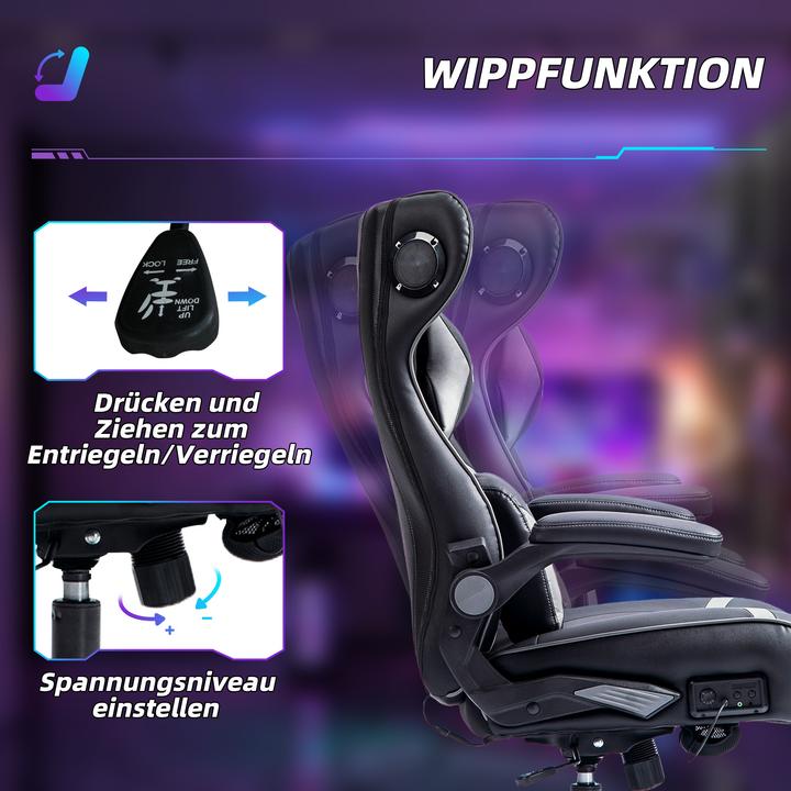 Image du produit Vinsetto Gamingsessel Kunstleder, Schaumstoff Grau