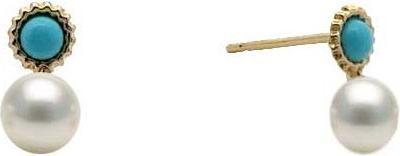Produktbild Passion 9 Karat Gold Ohrringe – synthetischer Türkis – Zuchtperle (Zuchtperle, Synthetischer Türkis)