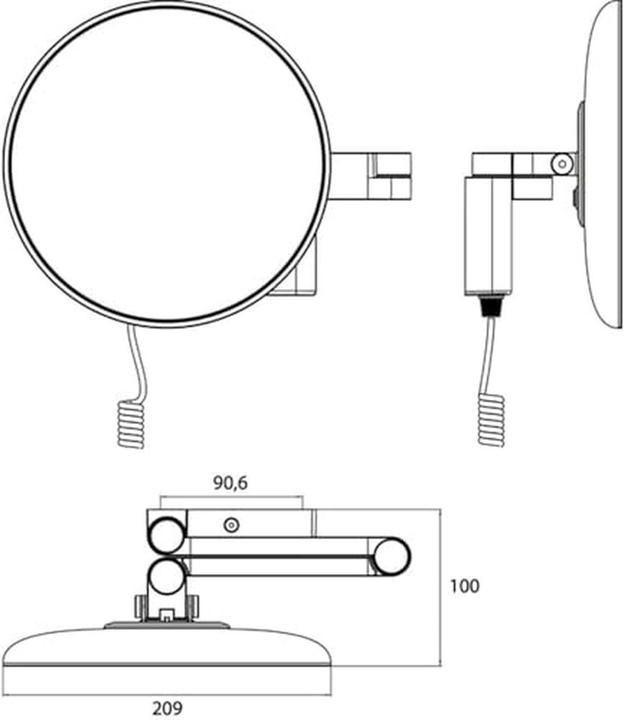 Actual product image Emco LED shaving/cosmetic mirror EVO round, wall model, 2-arm 5-fold black