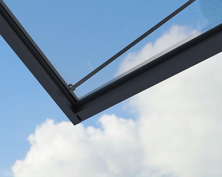 Actual product image Palram CANOPIA | Sophia XL 5X18 / 1.4X5.6 Door and Porch Awning Dark Grey Clear