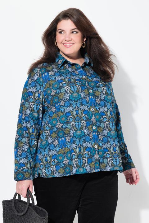 Produktbild Ulla Popken Cordbluse, floraler Druck, Hemdkragen, Langarm (50, 52)