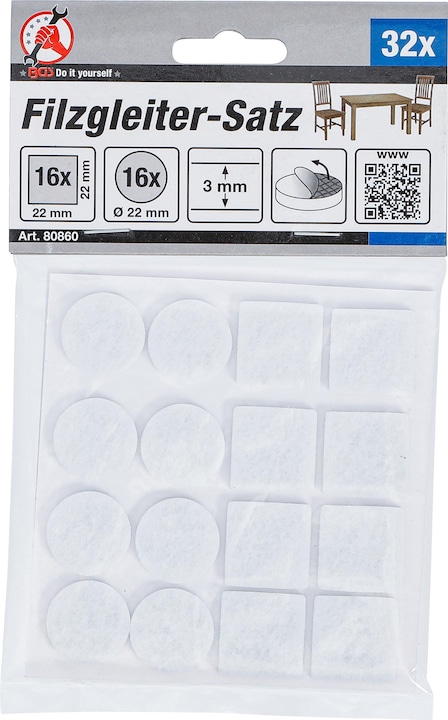 Produktbild BGS Filzgleiter-Satz weiss 32-tlg. (Filzgleiter, 32 Stück)