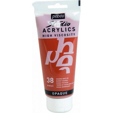 Pebeo, Künstlerfarbe + Bastelfarbe, Studio Acrylics Feine Acrylfarben (Siena gebrannt, 100 ml)